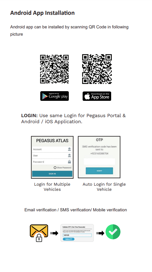 Installing the app and signing in — Pegasus Atlas app guide